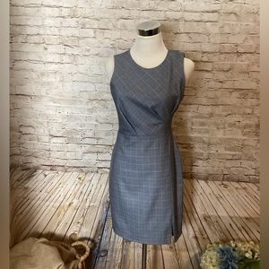 Banana Republic Gray Plaid Asymmetrical Sheath Dress